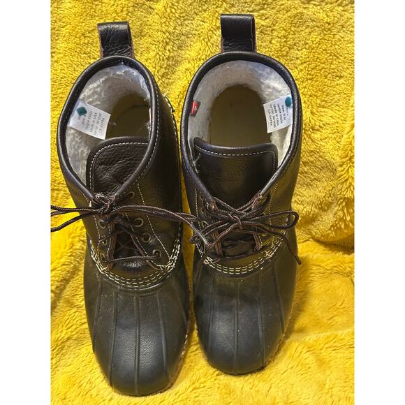 LL Bean Mens Dark Brown Leather Hunting Shoe Duck Boots 9M Vintage Outdoors rain - Picture 8 of 11